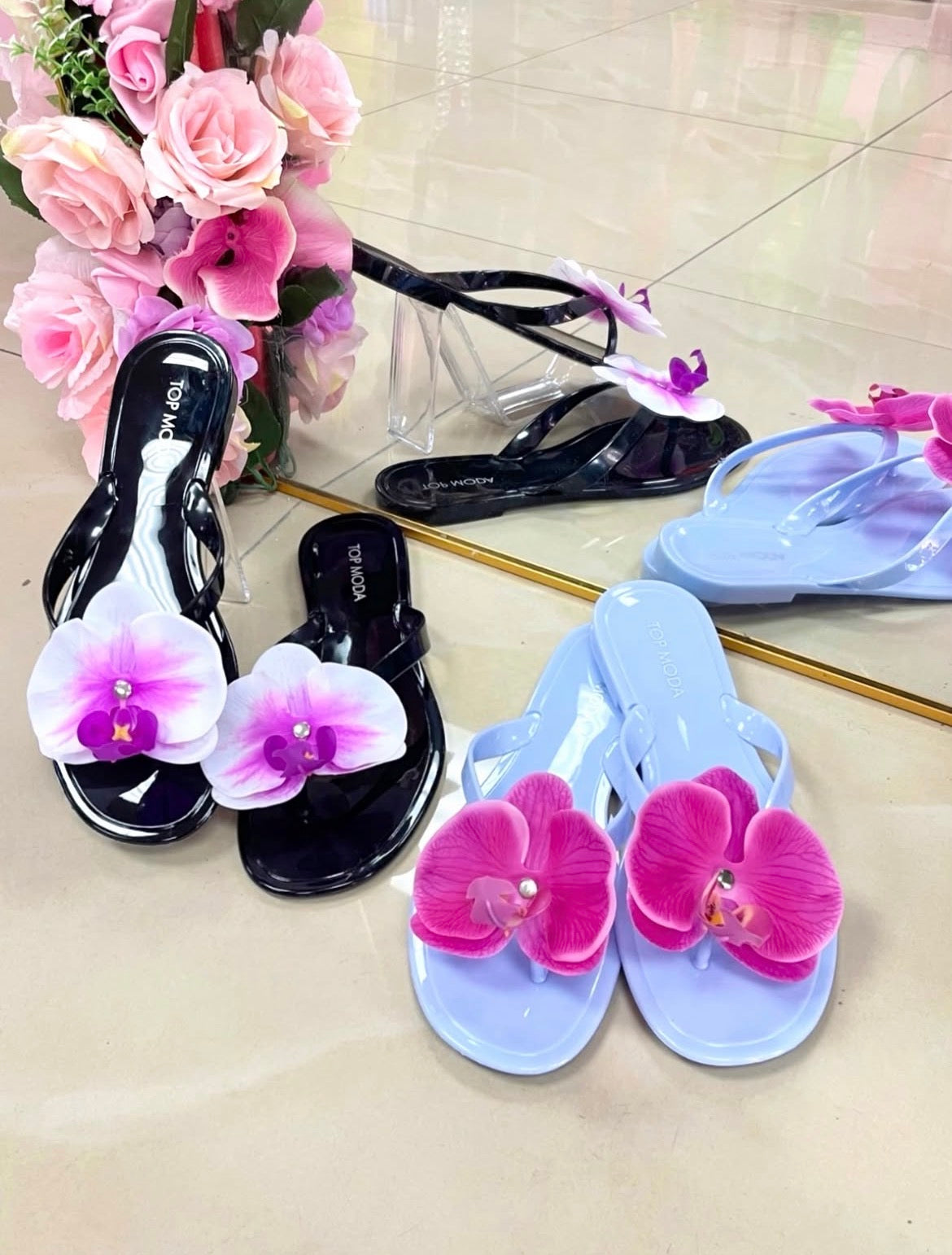 Denise Orchid Flip Flops- Blue