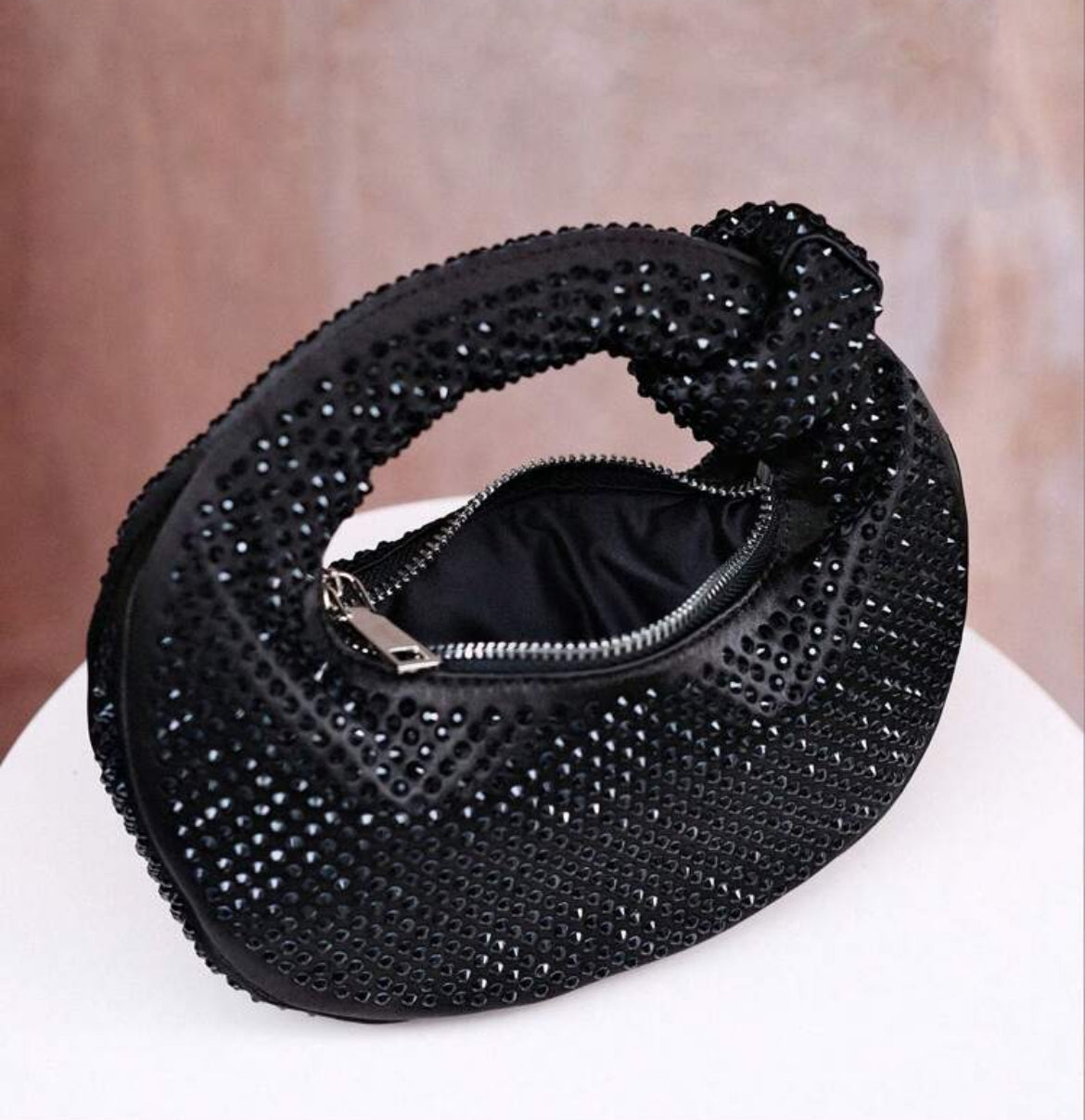 Crystal Mini Top Handle Bag - Black