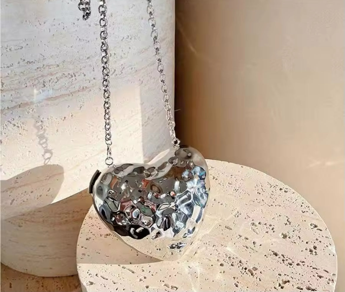 Mini Heart Purse- Silver