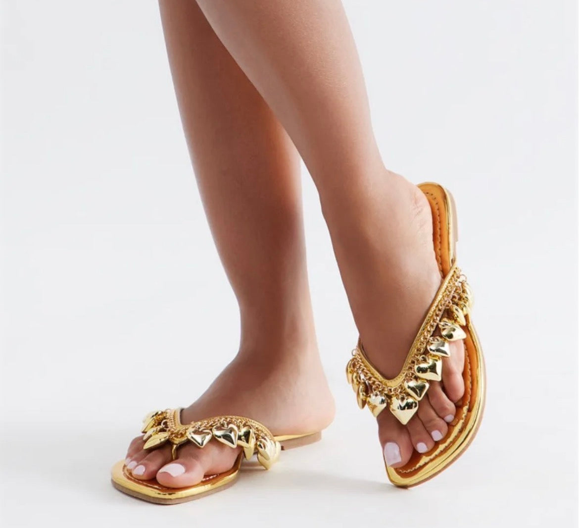 Renea Heart Sandals- Gold