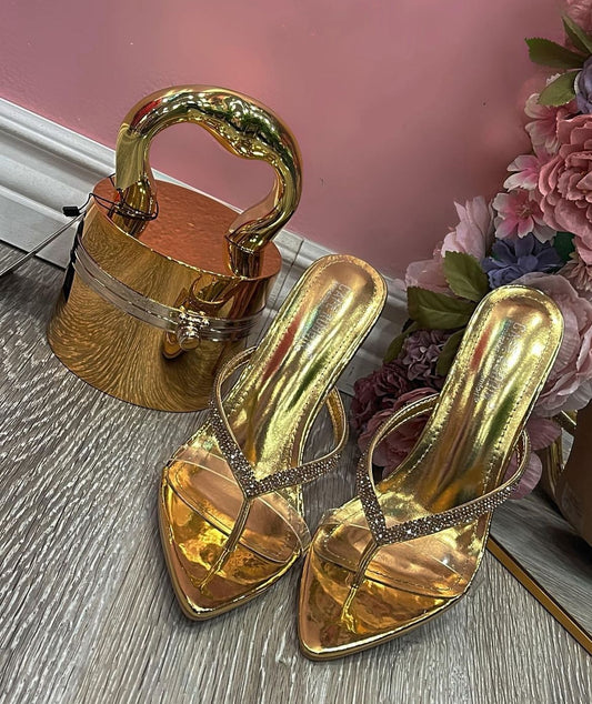 Oxana Rhinestone Strap Heels